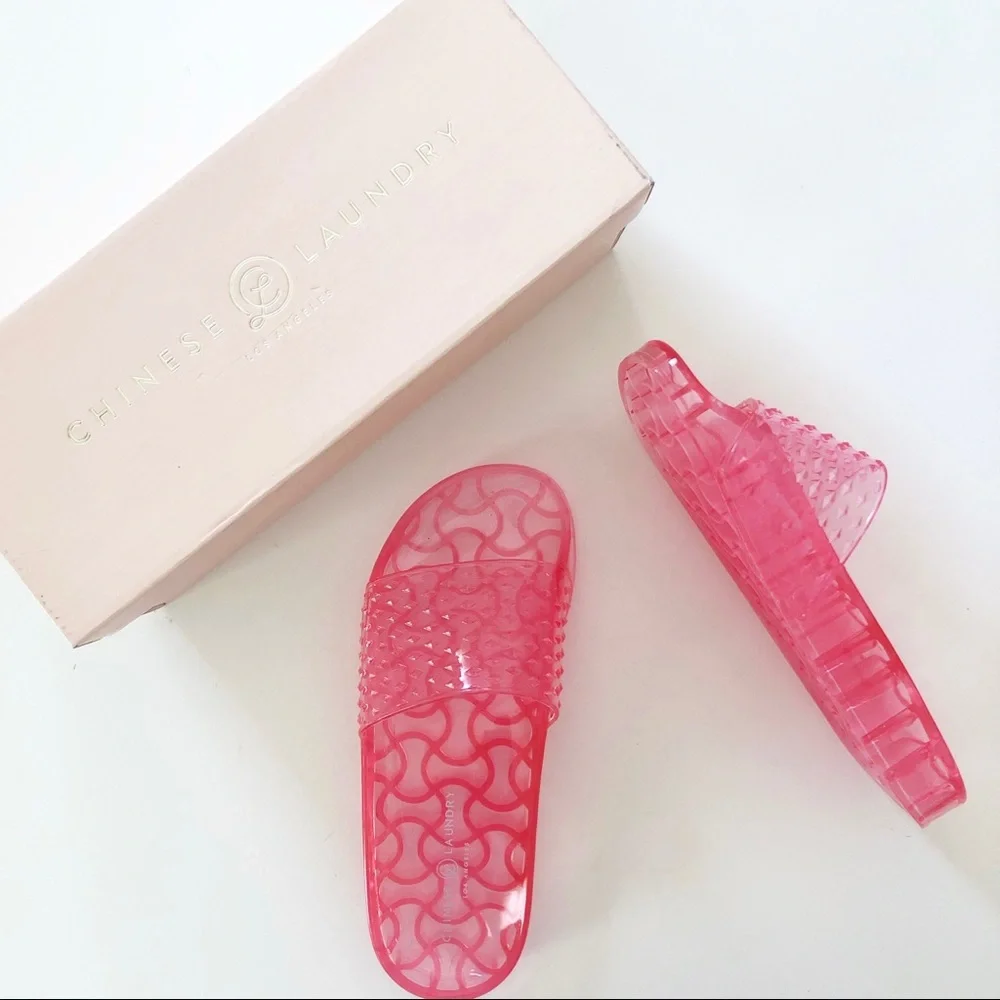 NEW Chinese Laundry Pink Jelly Pool Slide Sandals 7
